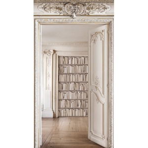 Perspective bookshelves with haussmann panelling 133cm