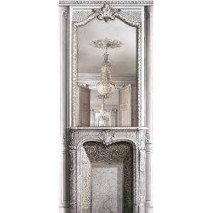 White pastel fireplace and mirror perspective haussmannian 133cm